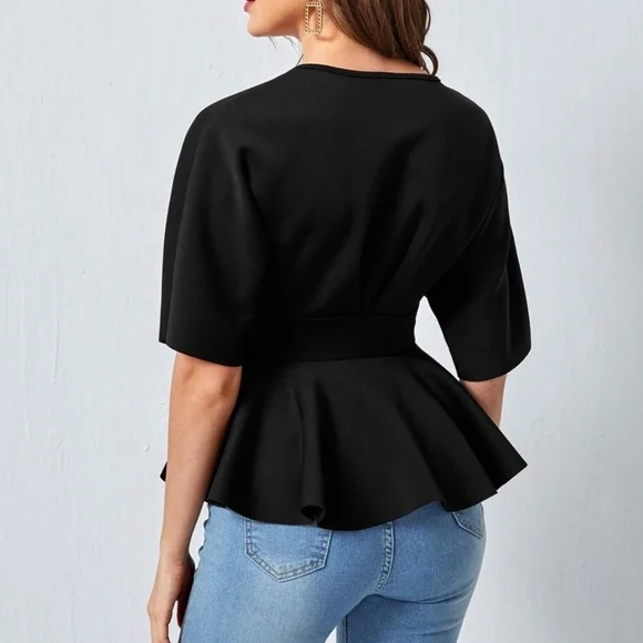 Boho Purple Plunging Neck Babydoll Top Chic Sexy - Picture 4 of 12